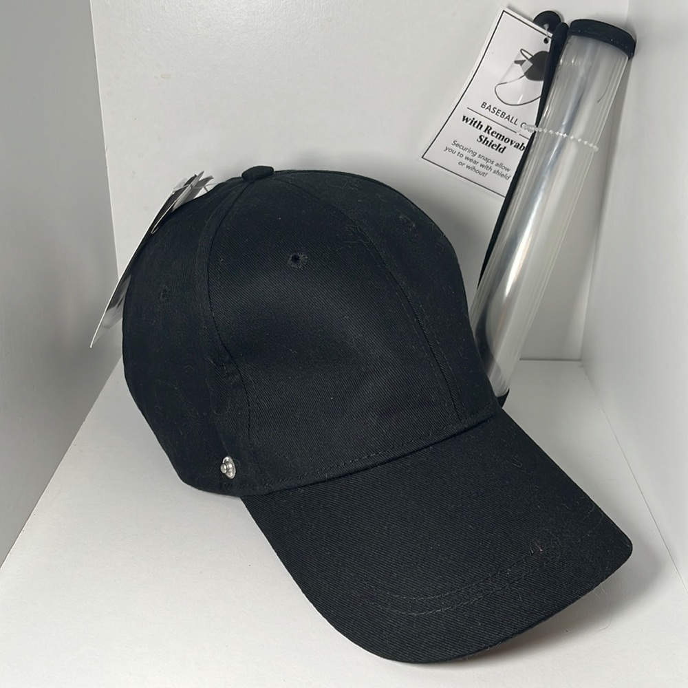 One black cap One face sheild.